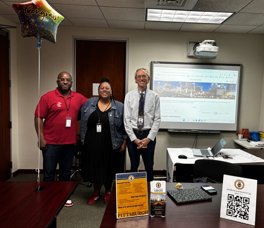 From left: Reggie Good, PCSI Job Developer & Retention Case Manager; Devon L. Taliaferro, Talent Acquisition Coordinator with the City of Pittsburgh; and Mark Petrovich, PCSI Employment Readiness & Retention Trainer.