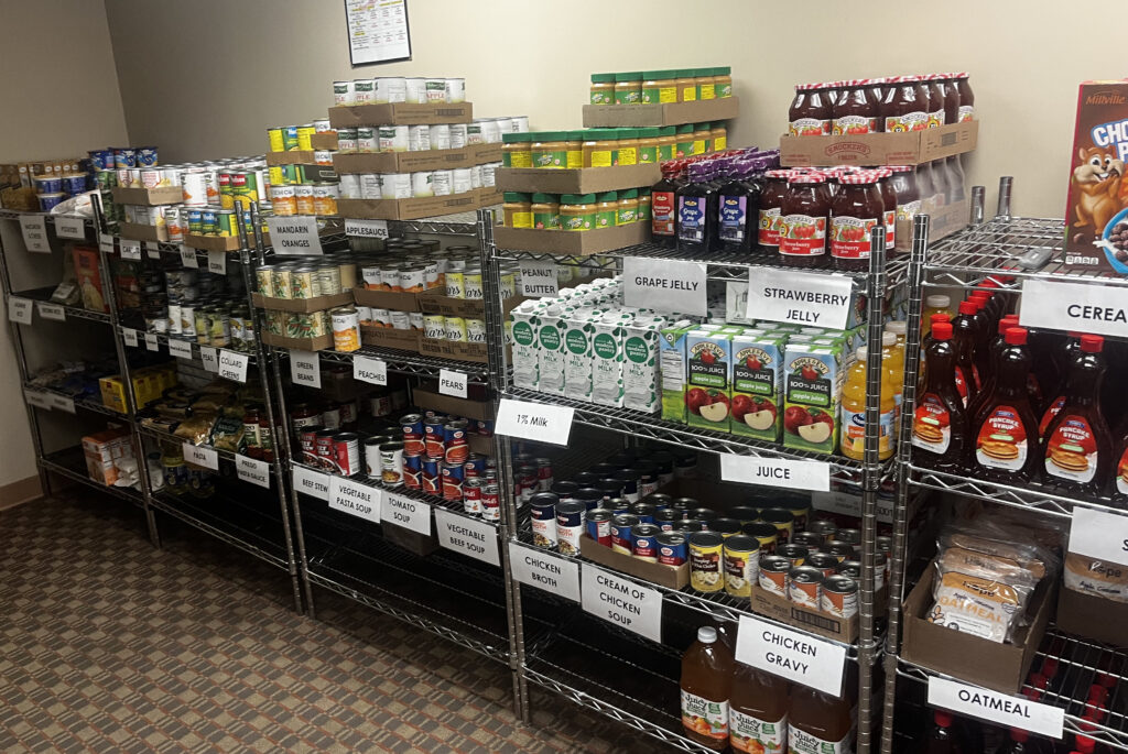 Shelves of dry goods in our pantry.